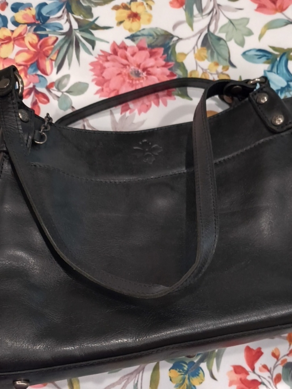Patricia Nash Black Leather Shoulder Bag